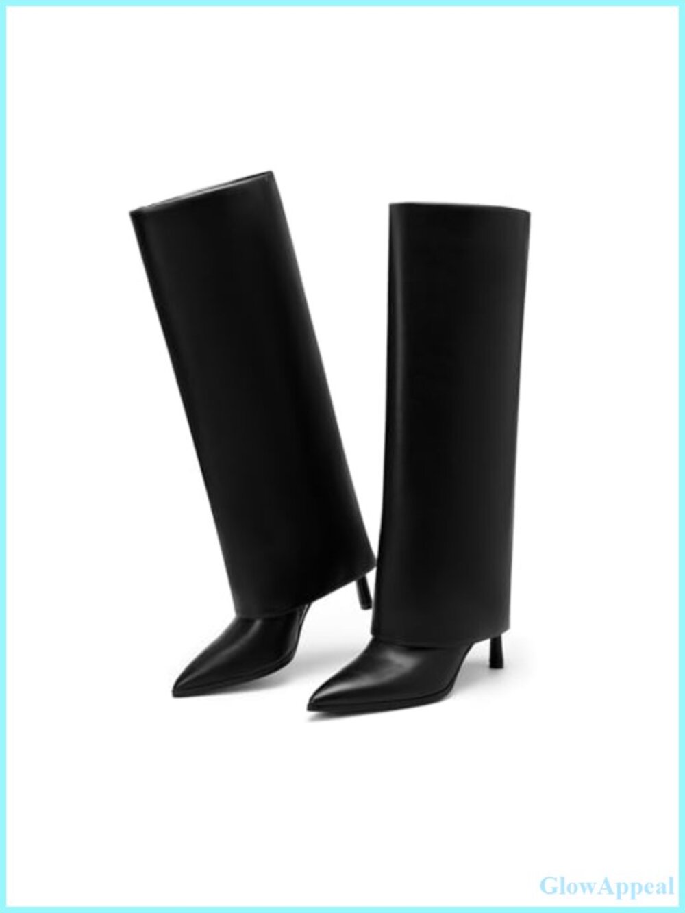 Women's Pointed Toe Fold Over Knee High Boots Stiletto Heel Dressy